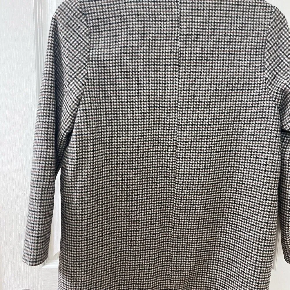 Zara Girls Two Tone Wool Blend Plaid Tweed Coat Brown Black Size 10